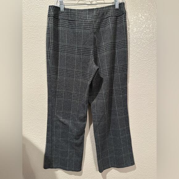 New York and Company Stretch plaid print pedal pusher trousers sz L - Picture 2 of 5